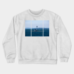 Wonderful landscapes in Norway. Rogaland. Bragen Island Lighthouse. Scenic coastline in the south of Norway, Europe. Rocky skerries and seagulls. Islands in background. Rippled sea. Crewneck Sweatshirt